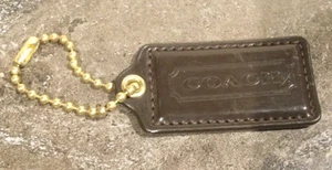 Vintage Coach dunkelbraun mit goldfarbener Kette 2" Anhänger/Schlüsselanhänger Handtasche Anhänger - Bild 1 von 2