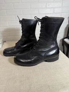 Vintage Herren 70er US Army Combat Schwarz Leder Stiefel 70s Vietnamkrieg Größe 12W - Bild 1 von 19