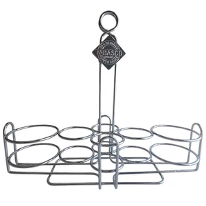 Tabasco Chrome Sauce Menu Holder Tabletop Condiment Caddy Restaurant Holds EUC - Picture 1 of 5