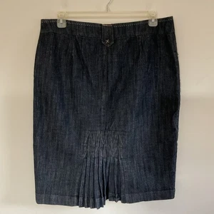 Gonna denim vintage Y2K moda bug taglia 18W blu plissettata lunghezza ginocchio Academia Preppy - Foto 1 di 8