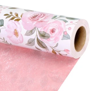 Reversible Floral Wrapping Paper Roll - 17 Inches X 33 Feet (47 sq. ft. ttl.)... - Picture 1 of 6