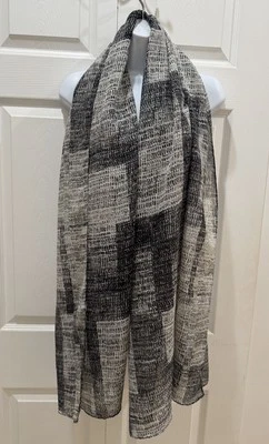 Шарф из чистой искусственной змеиной кожи черный серый квадраты прямоугольный пляжный чехол 76 дюймов - Изображение 1 из 4