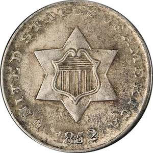 1852 Three (3) Cent Silver Nice Unc Nice Eye Appeal Strong Strike - Picture 1 of 2