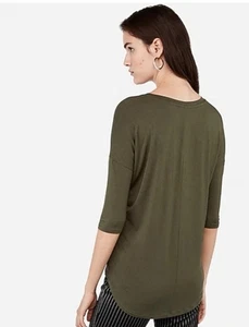 Express Damen 3/4 Arm olivgrün London T-Shirt Bluse V-Ausschnitt Gr. XL - Bild 1 von 10