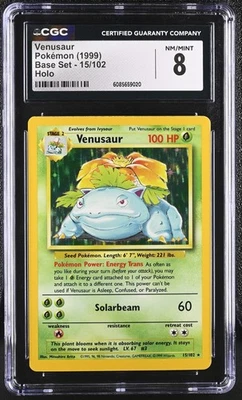 CGC 8 Venusaur 1999 Base Set 15/102 Holo Pokemon Card - Image 1 of 2