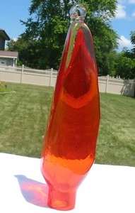 Vintage Kolibri Futterhaus aus mundgeblasenem Glas orange ohne Stopfen 3-seitig - Bild 1 von 6