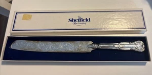 Vintage Sheffield Silver Plate Floral Embossed Wedding Cake Knife 12.5” With Box - Picture 1 of 9