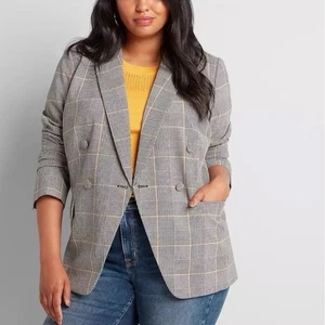 Lane Bryant Plaid Blazer Size 22 Career Office Business Academia Workwear Preppy - Picture 1 of 10