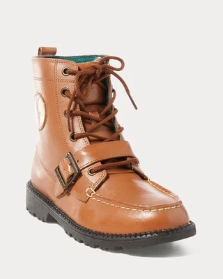 Bota Polo Ralph Lauren Ranger HI II Big Kid 990908 cuero bruñido tostado para niños Foto 1 de 4