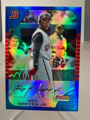 2005 年 Bowman Chrome 'Blue Refractor' Ken Griffey, Jr. #75 序列 084/150 名人堂 — 第 1/3 张图片