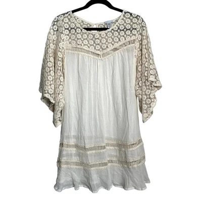 Eberjey Cream Crochet Wide Sleeve Cover Up Women's Medium - Image 1 of 4