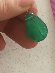 12+cts natural Emerald teardrop pear briolette cut solid 9ct yellow gold pendant - Picture 1 of 4