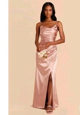 VESTIDO LYDIA GRIS PÁJARO Satinado Oro Rosa Talla XS BODA DAMA DE HONOR Foto 1 de 4
