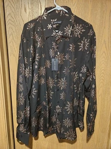 Camisa Barry Wang Para Hombre 3XL Camisa Manga Larga - 20% Seda - NEGRA - COPOS DE NIEVE NUEVA - Imagen 1 de 6