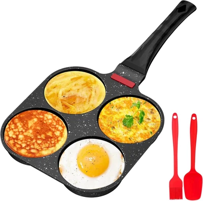 Padella Pancake, Pentola Pancakes, Frittata a 4 Fori in Alluminio, Antiaderente  - Immagine 1 di 4
