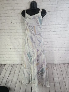 Vintage Y2K B Moos romantisches Chiffon Wasserfallausschnitt Blumen Kleid Gr. 10 Fee ätherisch  - Bild 1 von 11