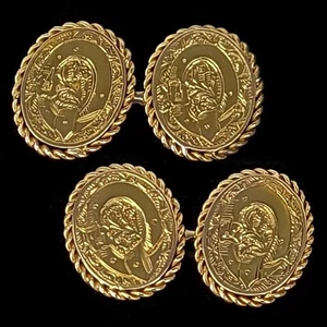 Victorian Cufflinks 15ct Gold Hallmarked Birmingham 1870 Antique Belt Motive - Picture 1 of 5