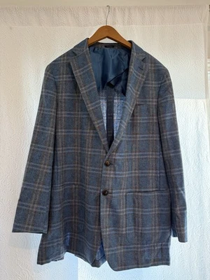 44L Peter Millar мужской 2 кнопки Blazer спортивное пальто синий коричневый серый шелк кашемир - Изображение 1 из 4