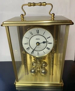 "Reloj de aniversario de carro de latón Haller de colección movimiento de cuarzo Alemania 8x6"" funcionando" - Imagen 1 de 10