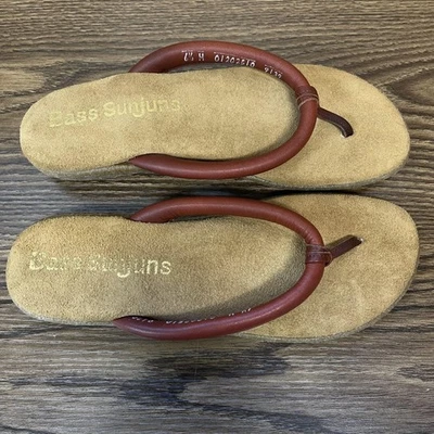 GH Bass Sunjuns Sandals Womens Size 6.5 M Tan Brown Leather Thong Comfort Shoes - Image 1 of 4