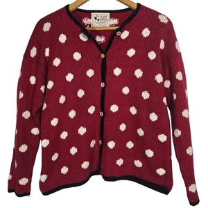 Planet Erde Imports 100 % Baumwolle gepunktet Strickjacke Peru Holz Knöpfe groß  - Bild 1 von 8