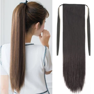 Drawstring Long Straight Ponytail Hair Synthetic Hairpiece Hair Accessories - Picture 1 of 19