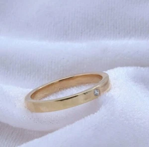 Ring Gold Diamant Verlobung Blende 14K Gelb Set Schnitt Rund Ehering NF78 - Bild 1 von 12