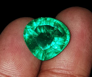 Natural Emerald 9.60 Ct Loose Gemstone Pear Shape Certified - Picture 1 of 6