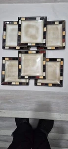 Home Trends Mosaic Tile Dessert Plate 8” Square Brown Set-of-6 Excellent Clean - Picture 1 of 3