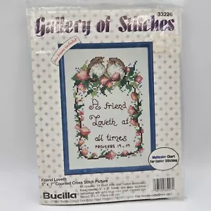 Bucilla Counted Cross Stitch Kit Gallery of Stitches Friend Proverbs w/Frame - Picture 1 of 4