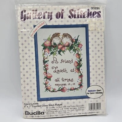 Bucilla Counted Cross Stitch Kit Gallery of Stitches Friend Proverbs w/Frame - Image 1 of 4