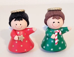 Hallmark Cards Christmas Angel Red and Green Salt and Pepper Shakers Set 3" - Picture 1 of 6