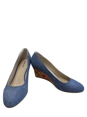 Rialto женщин синий джинсовой ткани цветочный пробки 3» на танкетке каблук туфли размер 9,5 М SKU 8247 - Изображение 1 из 4