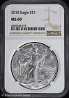 2018 $1 AMERICAN SILVER EAGLE NGC MINT STATE 69 | UNCIRCULATED UNC BU