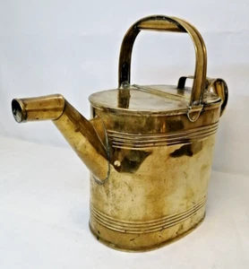 Antique Victorian Brass Watering Can Garden Decoration Stamped S - Picture 1 of 14