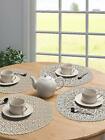 Decorative Placemats Jute & Cotton Printed Round Table Mat 38x38Cm | Pack of 4