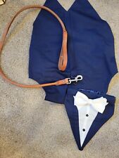 Custom Dog Tuxedo for Wedding with Leather Leash