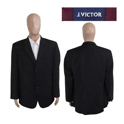 Jack Victor Viking 3 Button Charcoal Gray Twill Red Orange Check Suit Jacket 44R - Image 1 of 4