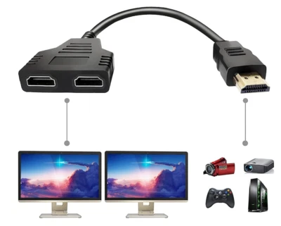 HDMI Kabel Splitter 1 In 2 Out, HDMI Stecker auf Dual HDMI Buchse Adapter 1080P - Bild 1 von 4