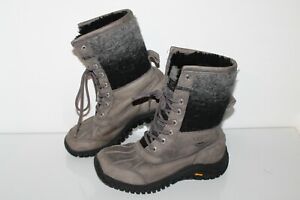 UGG Adirondack II Waterproof Hiking Boots, #1014387, Gray/Black, LEA,Womens 7.5