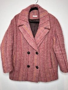 Sessun Beach House Wool Alpaca Double Breasted Pink Coat Jacket Women Medium - Picture 1 of 20