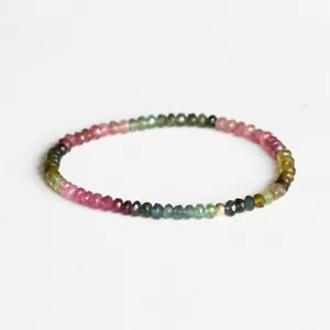 Bracciali unisex A++ tormalina sfaccettata rondelle pietre preziose perline 6-8'' - Foto 1 di 14