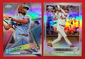 2022 Topps Chrome DYLAN CARLSON Refractor #158 + Future Stars #FS-4 Cardinals - Picture 1 of 2