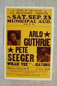 Poster tour concerto Arlo Guthrie Pete Seeger 1978 Auditorium Comunale - Foto 1 di 1