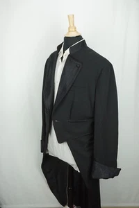 Matsuda Vintage Black One Button Morning Coat Jacquard Lapel Formal STUNNER Sz M - Picture 1 of 7