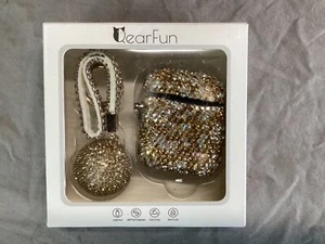 QearFun Luxurious Rhinestone AirPods Case, Protective Bling Gold with Keyring - Picture 1 of 9