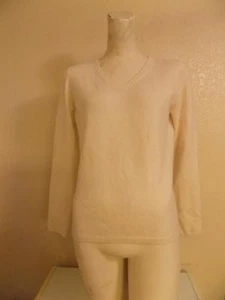 Talbots Beige Pure Cashmere Long Sleeve  V-Neck Sweater  Size S - Picture 1 of 1