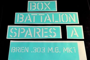 *STENCIL SET* WWII WW2 BREN GUN BATTALION SPARES BOX MK1 A 50/25mm LETTERS - Picture 1 of 2