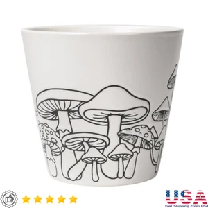 Ceramic Round Mushroom Planter Indoor Outdoor Use W/ Drainage Hole Plants - Picture 1 of 9