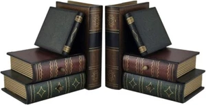 Bellaa Classic Wooden Book Bookends Library W/ Hidden Drawers 2pc Set - Picture 1 of 6